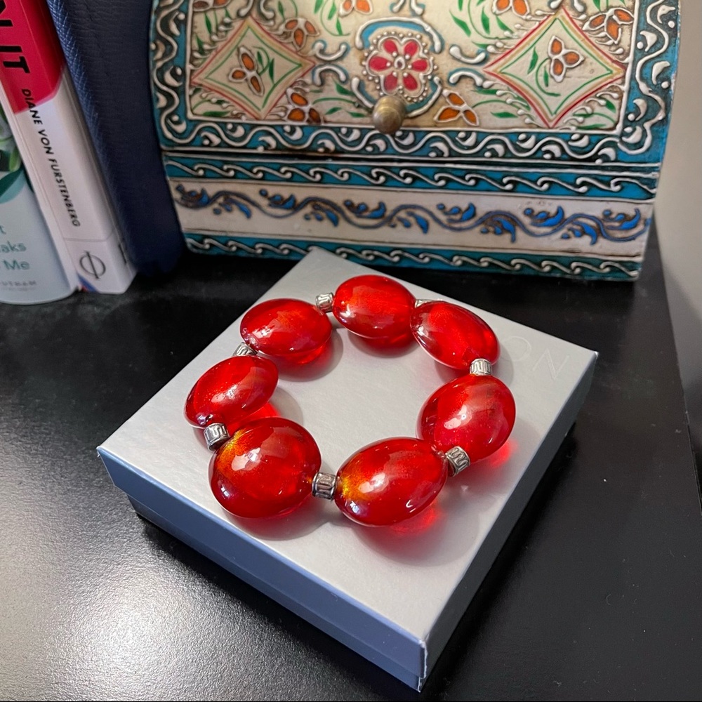 NWOT Milanese Stone Bracelet - Red